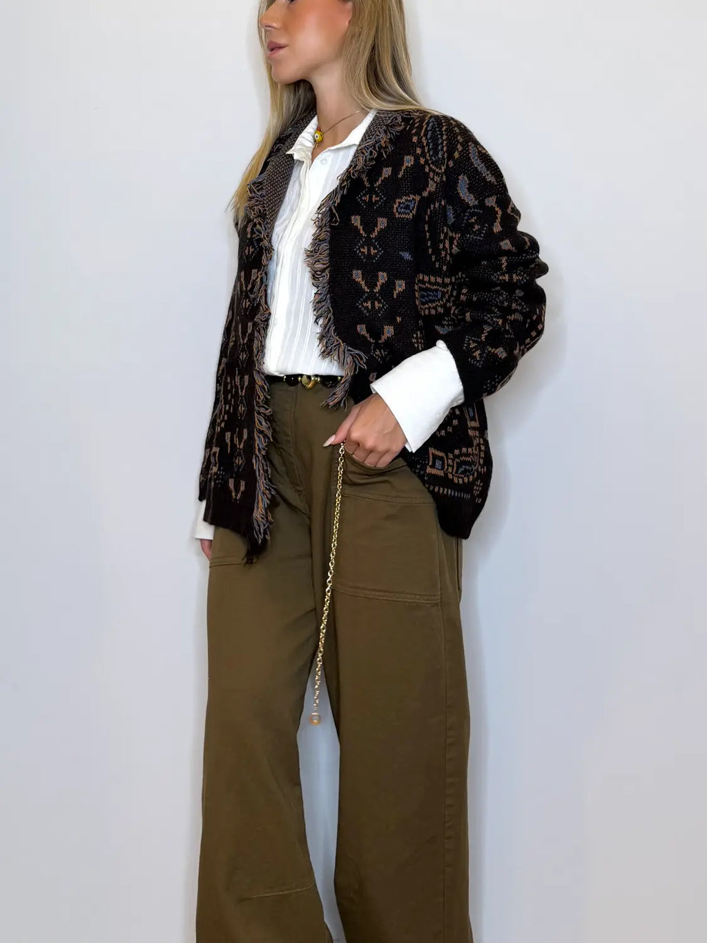 Cardigan Jaquard Frange - Susy Mix